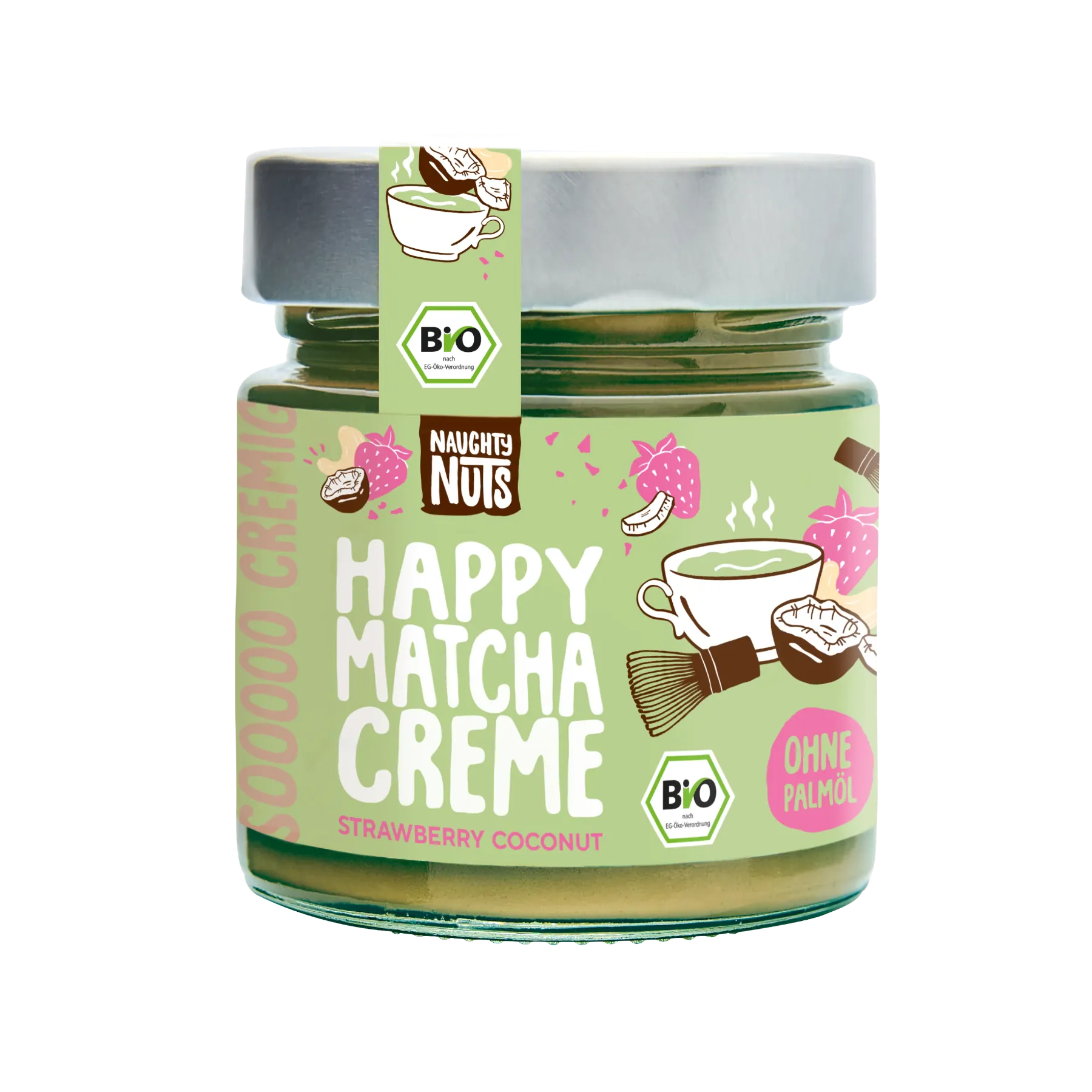 Naughty Nuts Bio Cremă de cocos cu căpșuni și matcha 250 g