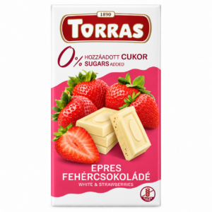 Torras Bezlepková biela čokoláda s jahodami 75g