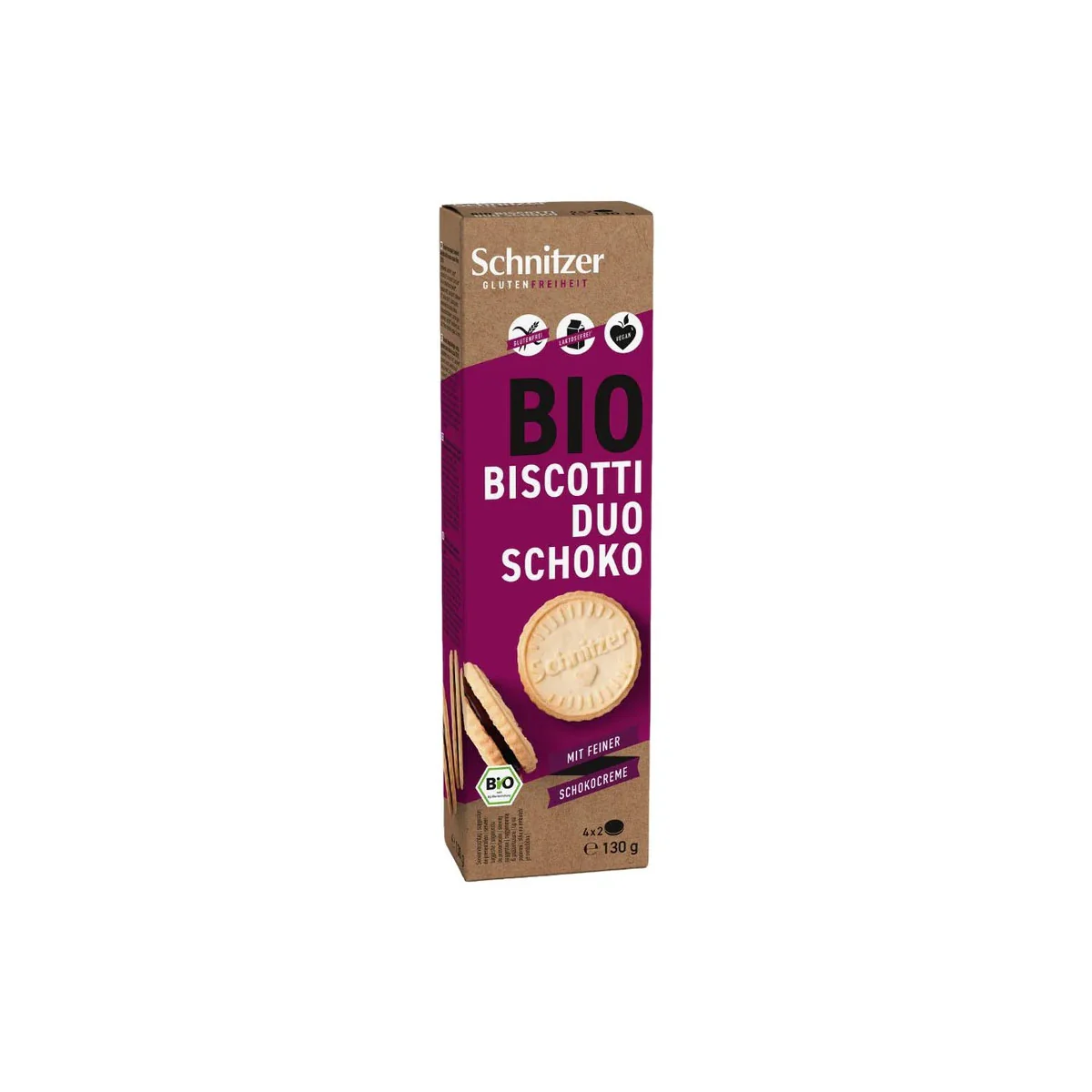 Schnitzer Bio Bezlepkovo-čokoládové keksíky 130g